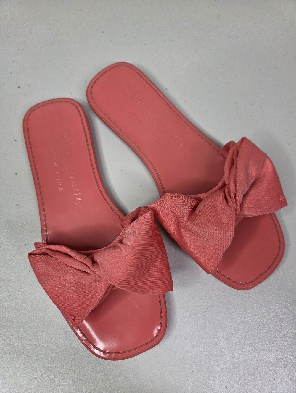 Kate Spade Bikini Bow Slide Sandals Women’s Coral Pink with Knot Bow Shoes